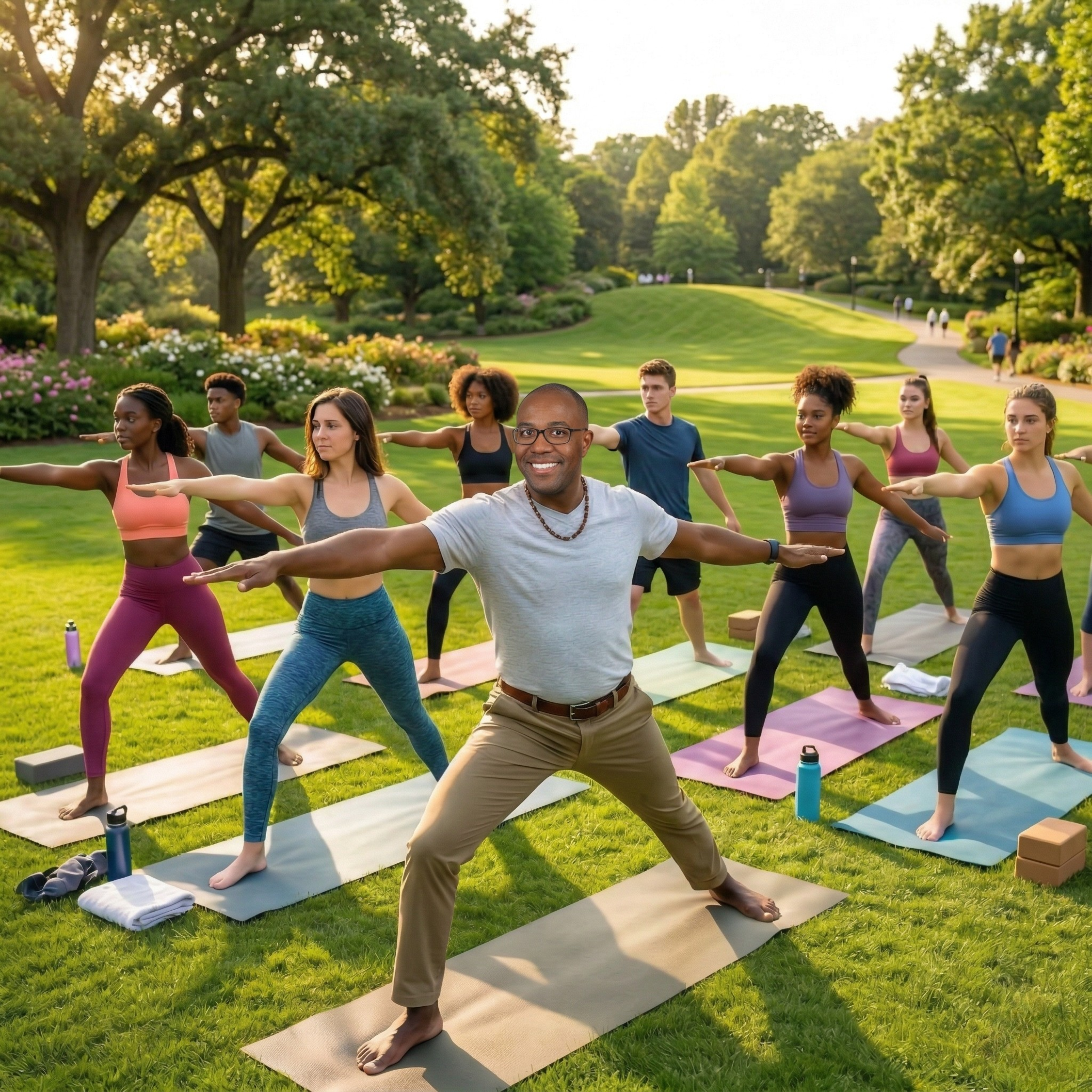 Louis Hill Jr. garden yoga class